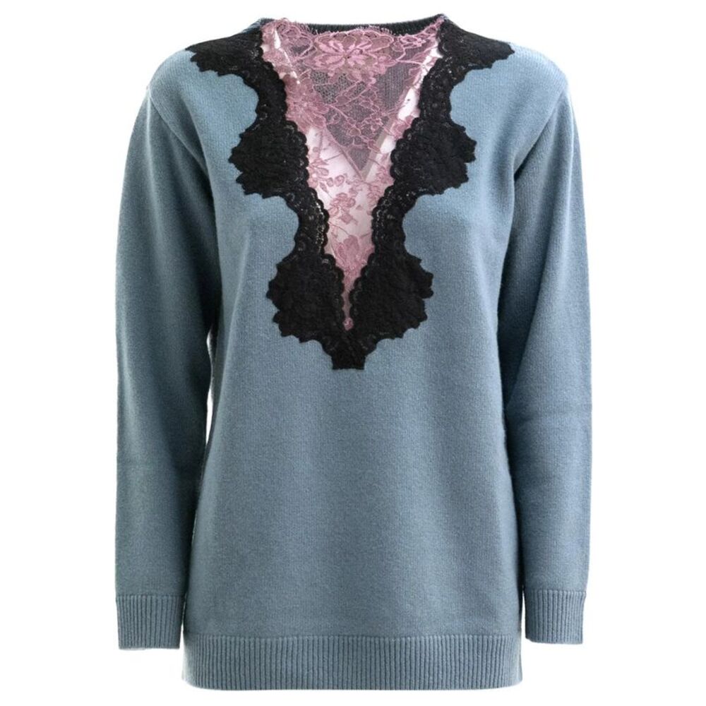 Valentino Garavani Women Maglia In Lana Con Scollo A V E Inserti In Pizzo